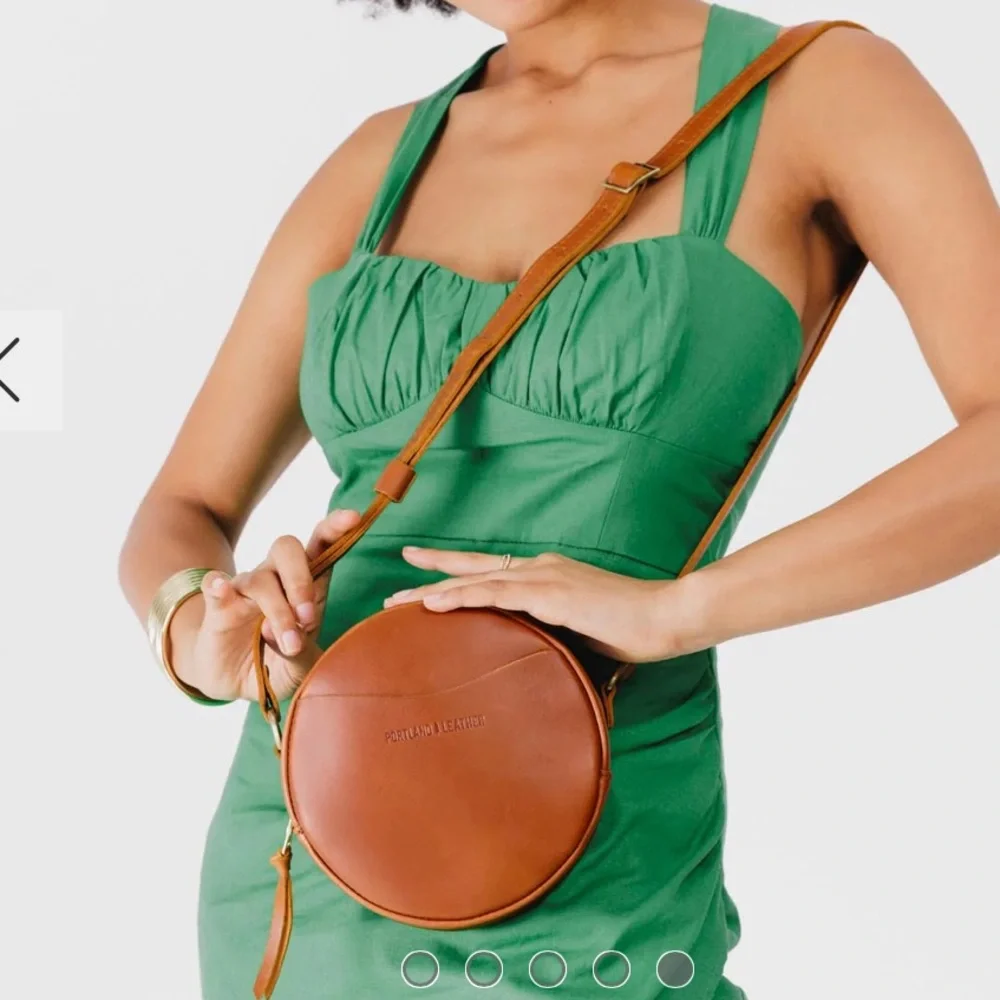 Portland Leather Round Crossbody in Deep Blue - Picture 5 of 7